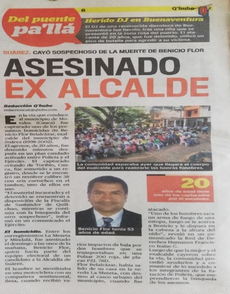 Homicidio de Ex alcalde Benicio Flor